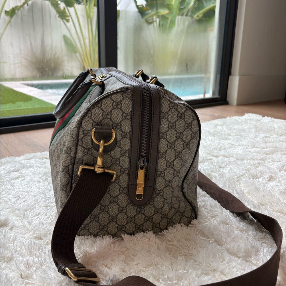 Gucci Duffle Bag - Gucci Beige and Brown Monogram Duffel Bag - Picture 4 of 10